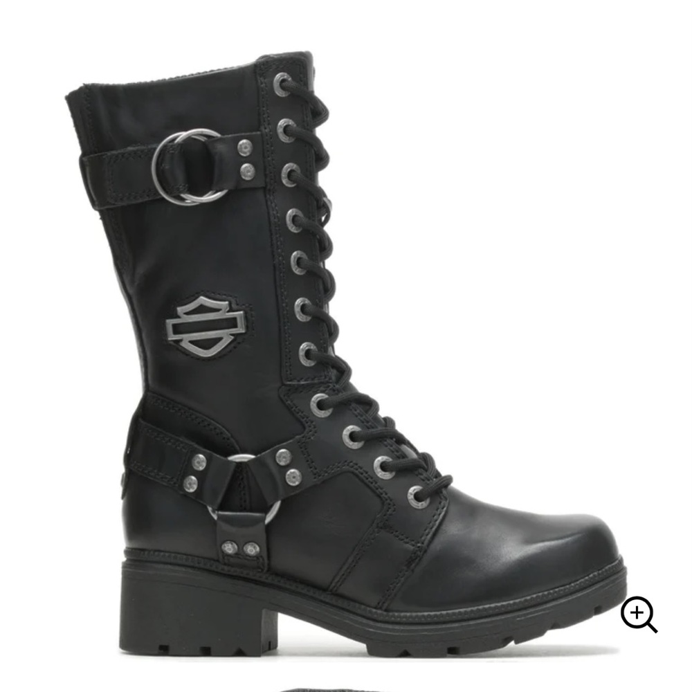 Harley-Davidson Black Lace-Up Moto Boots